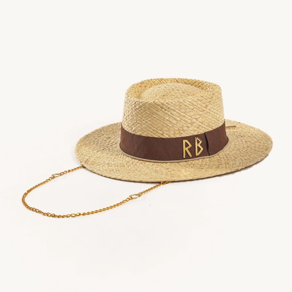 2024 new wholesale Unisex top hat Fashion  Real grass Panama straw hat straw Chain Strap Straw Fedora Hat - Image 6