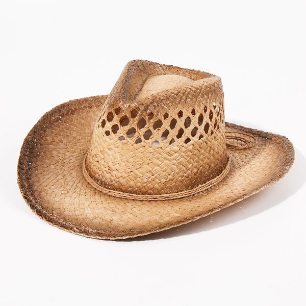 2024 wholesale custom Unisex Classical Panama British Style Raffia straw hat wide brim straw hat  straw cowboy hats - Image 3