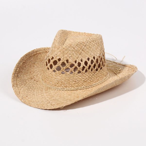 2024 wholesale custom Unisex Classical Panama British Style Raffia straw hat wide brim straw hat  straw cowboy hats - Image 5