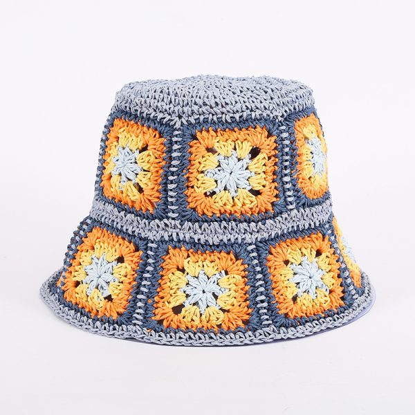 2024 new wholesale Unisex hand knitted flowers design Paper straw hats summer women other hats women paper straw bucket hats - Image 5