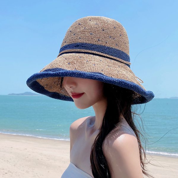 Wholesale High Quality Summer Hat Women Vintage Wide Brim Female Dome sun Visor Beach hat Straw Hat Women Patchwork - Image 2