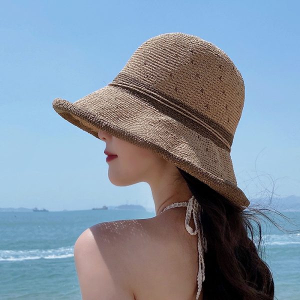 Wholesale High Quality Summer Hat Women Vintage Wide Brim Female Dome sun Visor Beach hat Straw Hat Women Patchwork - Image 4