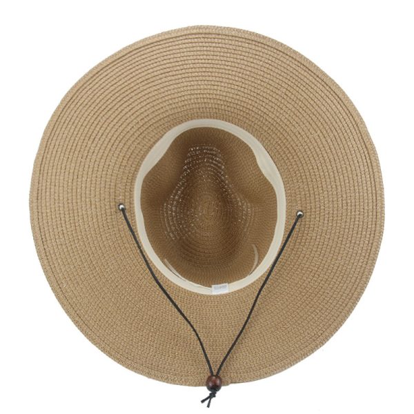 Custom high quality Summer Solid Color Retro Style Cowboy Hat Big Brim visor Outdoor Beach Straw Hat - Image 2