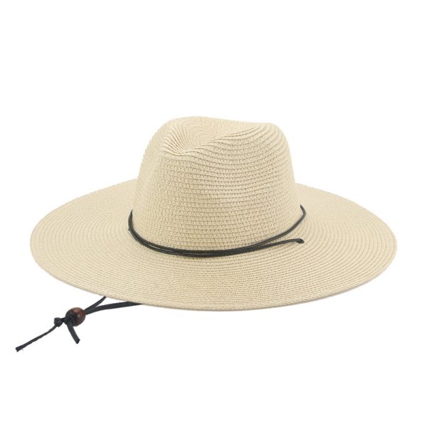 Custom high quality Summer Solid Color Retro Style Cowboy Hat Big Brim visor Outdoor Beach Straw Hat - Image 6