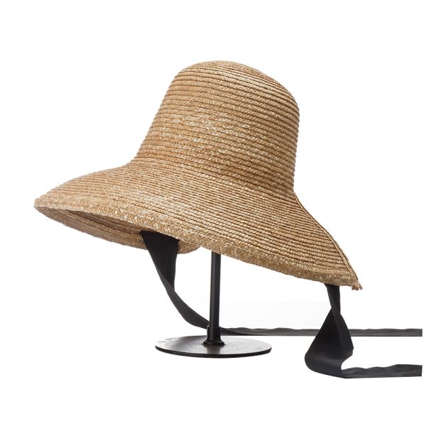 Custom Frenulum straw hats summer women beach straw hats classical strap design large brim sun straw hats - Image 5