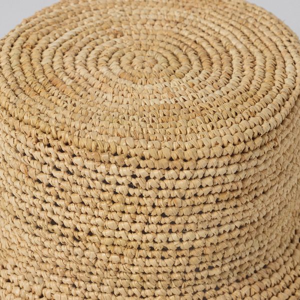 High quality handmade crochet raffia straw bucket hat straw hats with custom logo flat top straw Flippable hats summer women - Image 3