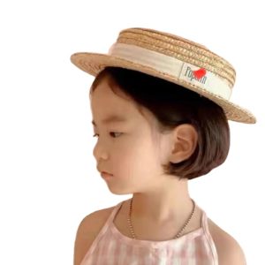 Summer spot flat top straw hat boys and girls universal fashion going out beach Oversize straw hat wide brim sun hat