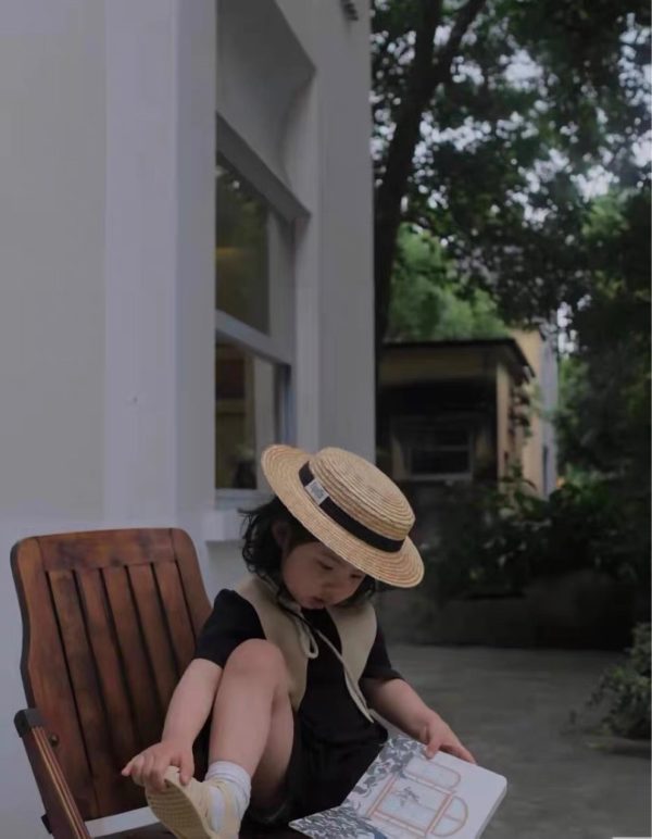Summer spot flat top straw hat boys and girls universal fashion going out beach Oversize straw hat wide brim sun hat - Image 2