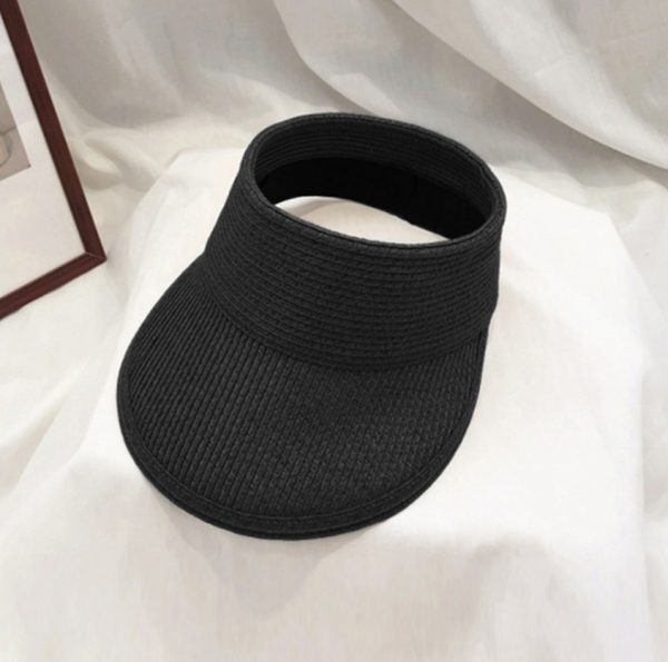 Custom  empty top straw hat sun protection straw hat Collapsible Large Eaves Breathable beach straw hat for women - Image 3