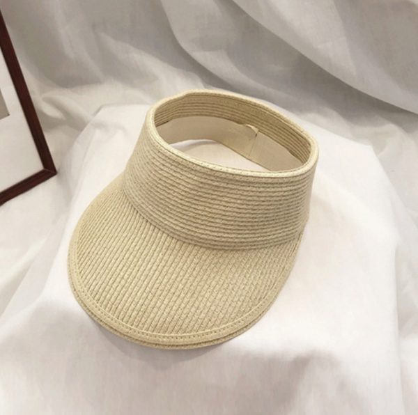 Custom  empty top straw hat sun protection straw hat Collapsible Large Eaves Breathable beach straw hat for women - Image 4
