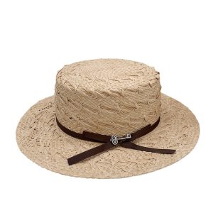 high quality Hot Sell flat top straw hat fashion wide brim straw hat bow design beach straw hat for women