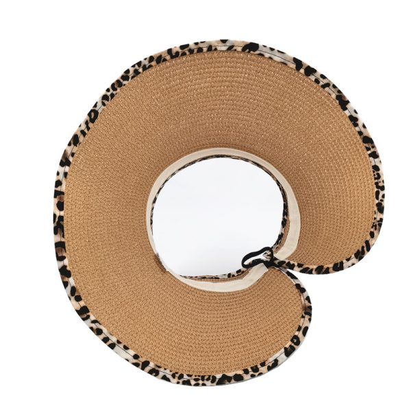 Wholesale Summer Straw Visor Hats With Bow And Leopard Printing Trimming Adjustable Multi Colors Sun Visor Hat - Image 6