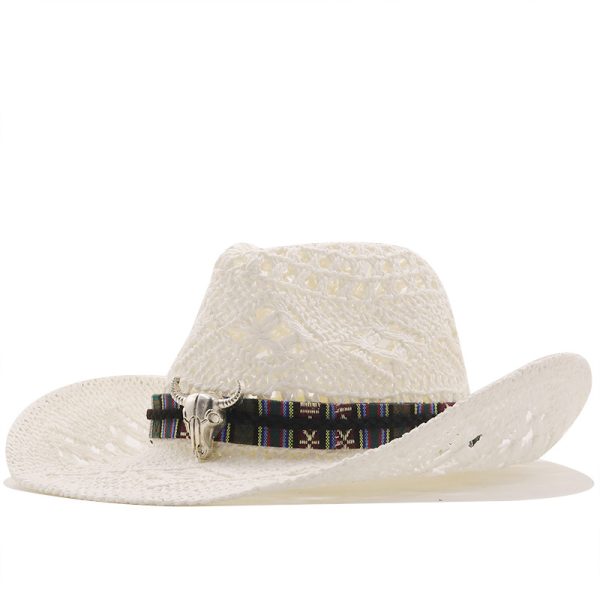 Custom Summer Solid Color Hollow Straw Cowboy Western Hat Foldable Big Brim Straw Hat Outdoor Cone visor Hat - Image 4
