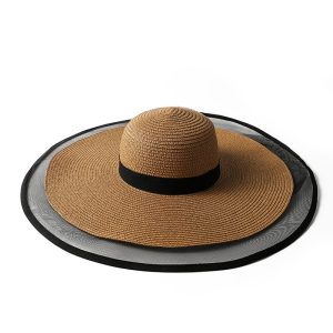 New Wholesale party plain straw hat mesh side straw hats for women big brim straw beach hat sun visor
