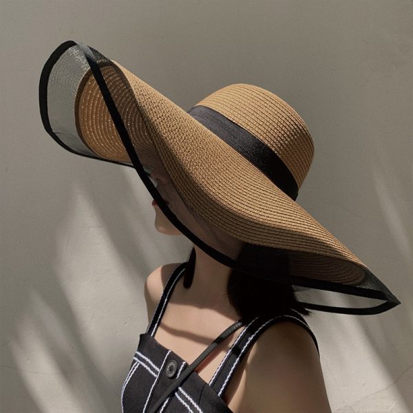 New Wholesale party plain straw hat mesh side straw hats for women big brim straw beach hat sun visor - Image 5