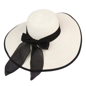 Summer New straw hats for women Big Large Wide brim with bow design beach straw hats custom logo sun straw hats