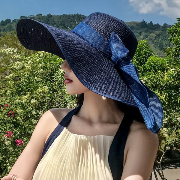 Summer New straw hats for women Big Large Wide brim with bow design beach straw hats custom logo sun straw hats - Image 5