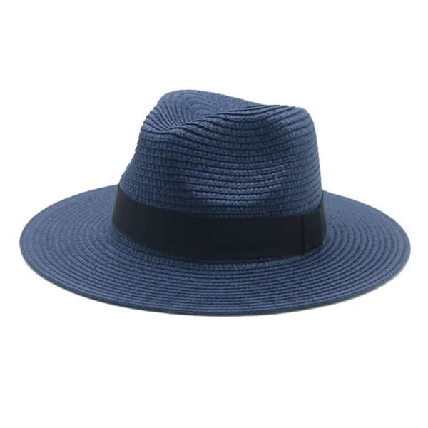 2024 custom Classical paper Panama straw hat British Style new solid color wide brim casual straw hats summer men straw hat - Image 3
