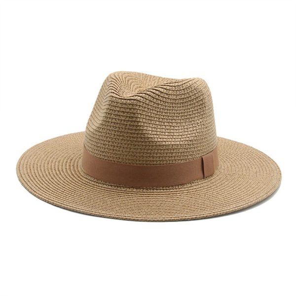 2024 custom Classical paper Panama straw hat British Style new solid color wide brim casual straw hats summer men straw hat - Image 5