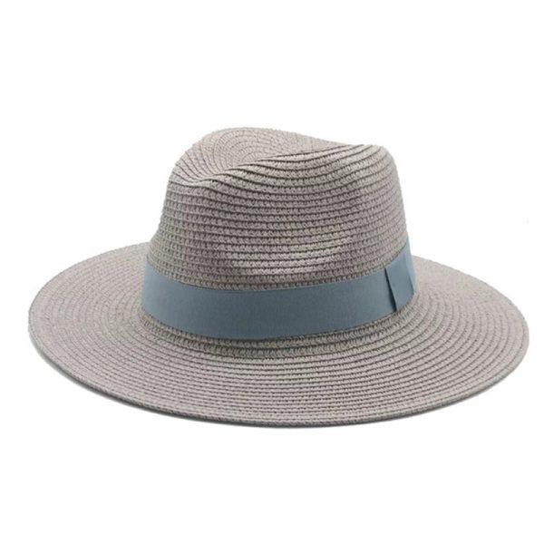 2024 custom Classical paper Panama straw hat British Style new solid color wide brim casual straw hats summer men straw hat - Image 6