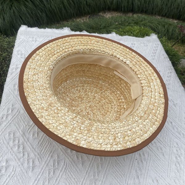 2024 new wholesale women empty top straw sun hat visor hat for women Real grass pearl straw hat & caps - Image 6