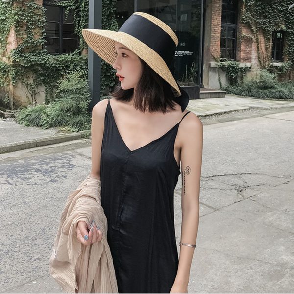 2024 new women empty top straw sun hat visor hat for women nature Real grass straw top  straw hat other caps - Image 2