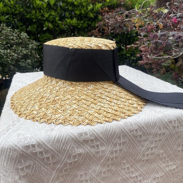 2024 new women empty top straw sun hat visor hat for women nature Real grass straw top  straw hat other caps - Image 3
