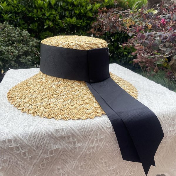2024 new women empty top straw sun hat visor hat for women nature Real grass straw top  straw hat other caps - Image 6