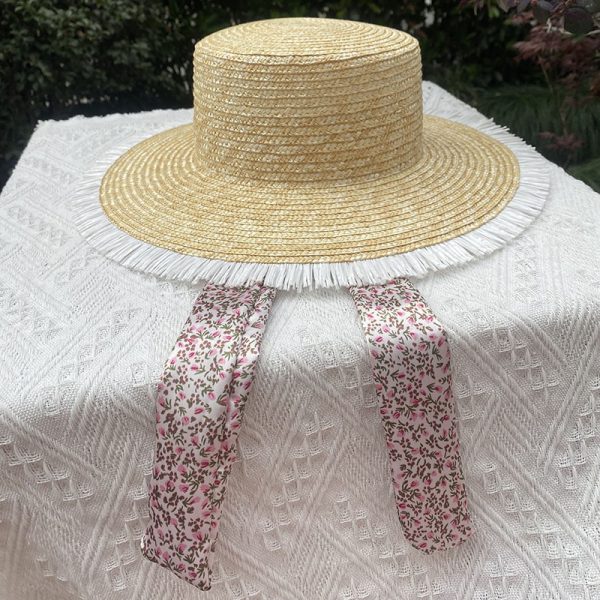 2024 new raffia straw trilby bowknot summer beach sun hat  womens real grass natural straw top hat handmade straw hat - Image 4