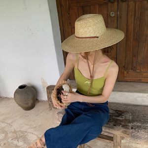 2024 new design summer custom women panama fedora straw hat Real grass straw cap womens panama hat for women hats & caps
