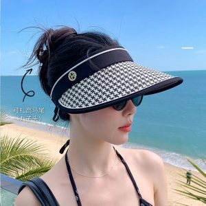 2024 Wholesale Fashion Women Foldable  Beach Visor Hat summer beach sun visor empty top sun hat sun visor hat