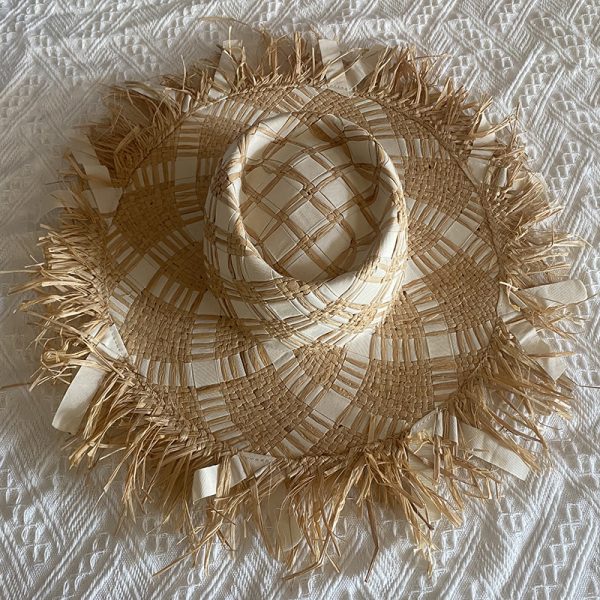 2024 new wholesale women raffia grass beach straw hats custom high quality summer sun visor straw caps - Image 2