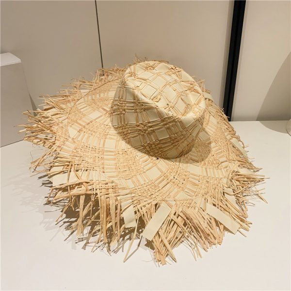 2024 new wholesale women raffia grass beach straw hats custom high quality summer sun visor straw caps - Image 3