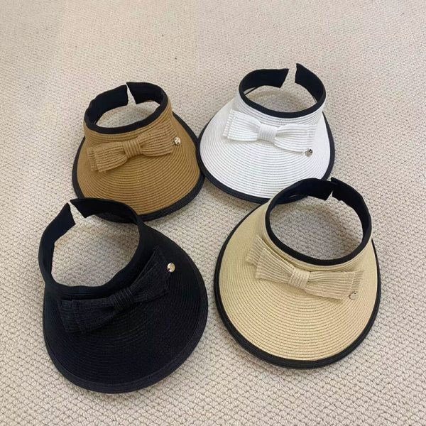 Wholesale 2024 sun visor straw hats paper straw hats school women straw caps summer high quality caps - Image 2
