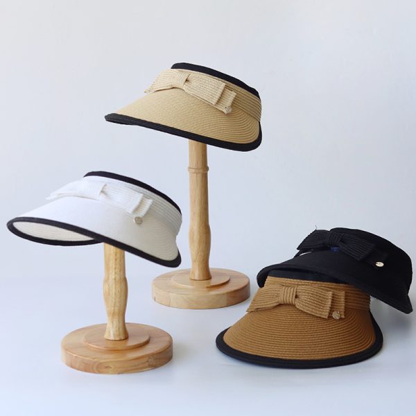 Wholesale 2024 sun visor straw hats paper straw hats school women straw caps summer high quality caps - Image 3