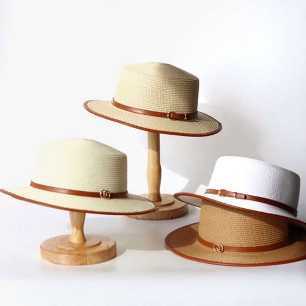 New straw hat solid color paper straw hats top cap panama wholesale sun visor fashion caps women straw hats - Image 3