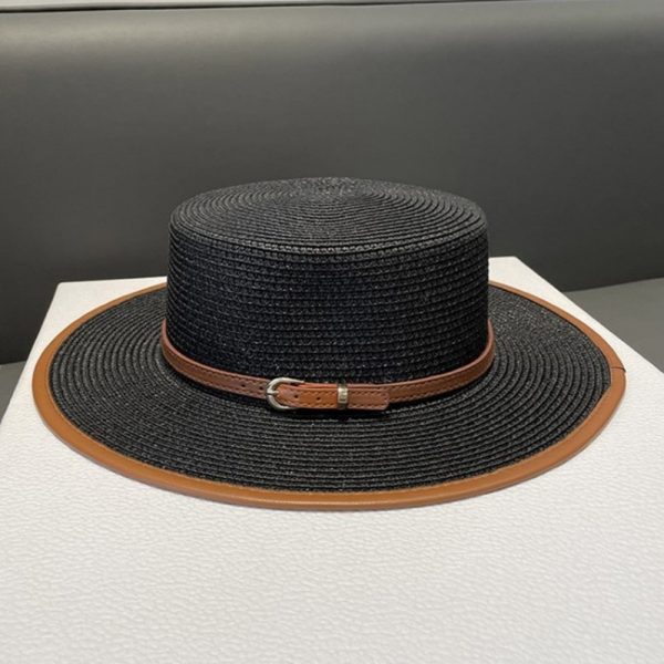 New straw hat solid color paper straw hats top cap panama wholesale sun visor fashion caps women straw hats - Image 4