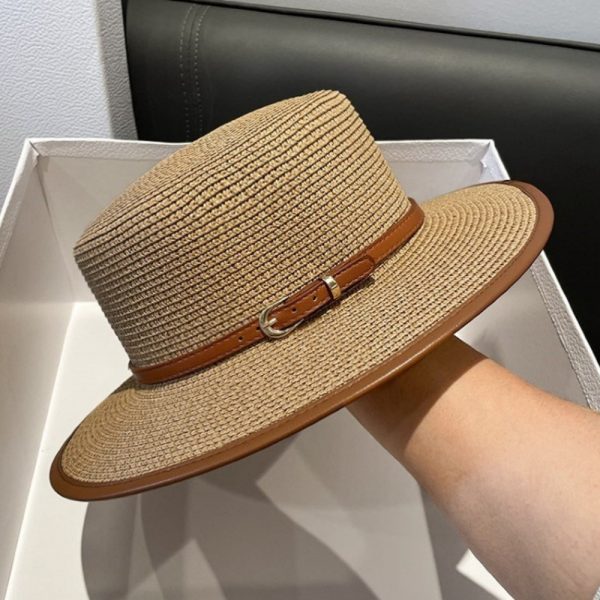 New straw hat solid color paper straw hats top cap panama wholesale sun visor fashion caps women straw hats - Image 6
