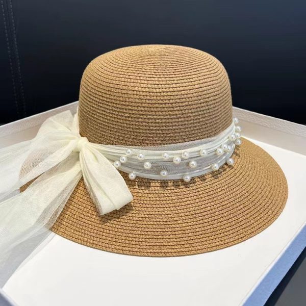 Custom straw hat beach bow knot sun straw hats wholesale paper straw hats summer high quality caps bucket fashion cap - Image 2