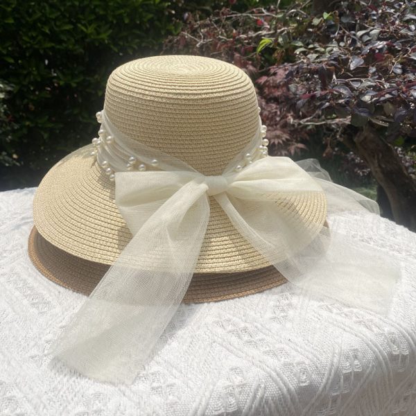 Custom straw hat beach bow knot sun straw hats wholesale paper straw hats summer high quality caps bucket fashion cap - Image 4