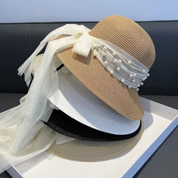 Custom straw hat beach bow knot sun straw hats wholesale paper straw hats summer high quality caps bucket fashion cap - Image 6