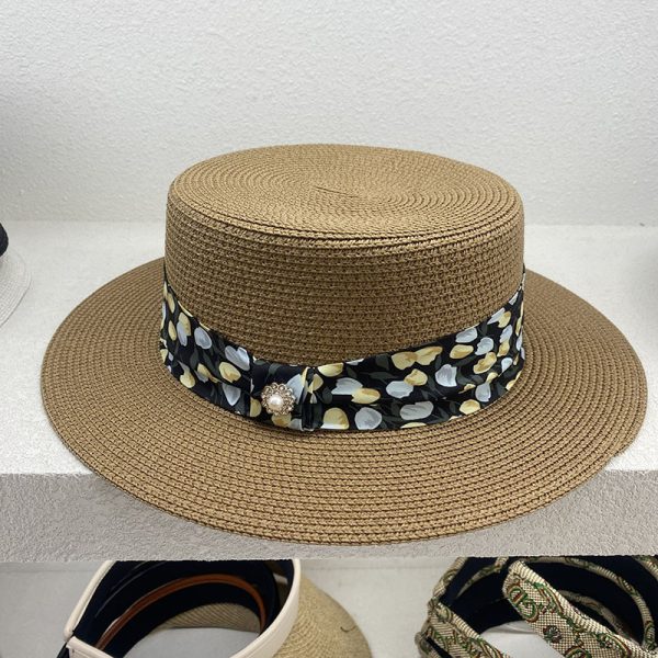 wholesale straw hat french vintage straw hat beach paper straw hats women sun visor luxury caps fashion cap - Image 3