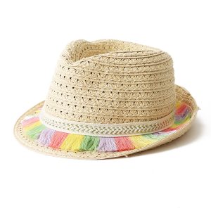 colorful bucket straw hat baby summer sun visor paper straw hats beach fashion children wholesale straw cap