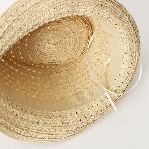 colorful bucket straw hat baby summer sun visor paper straw hats beach fashion children wholesale straw cap - Image 5