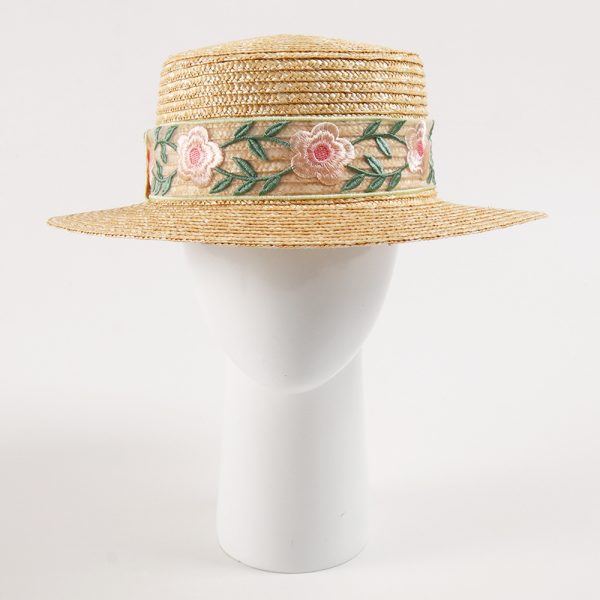 embroidery high quality summer straw hat wheat straw caps beach fashion straw cap women wholesale hat - Image 3
