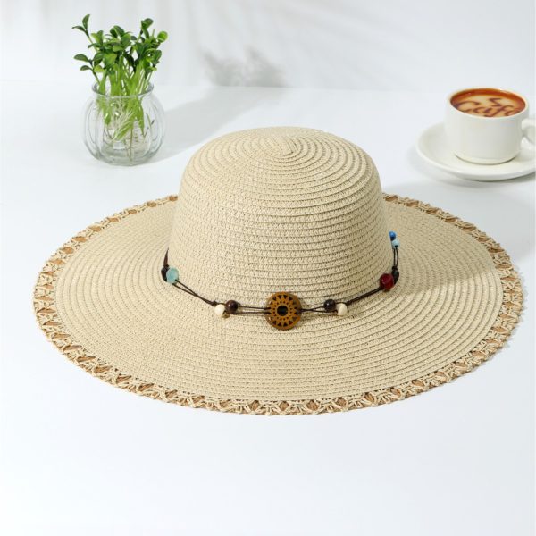 paper women wide brim straw hat custom fashion sun visor protection straw hat wholesale cheap straws hats - Image 4