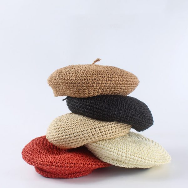 women beret straws hats wholesale school fashion girl straw hats custom high quality summer straw caps - Image 2
