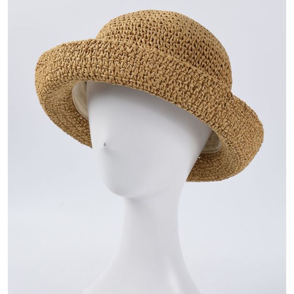 bucket fashion straws hat custom color paper adjustable shade beach visor straw  hats wholesale beach straw caps - Image 4