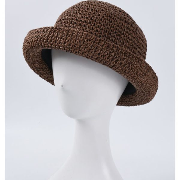 bucket fashion straws hat custom color paper adjustable shade beach visor straw  hats wholesale beach straw caps - Image 6