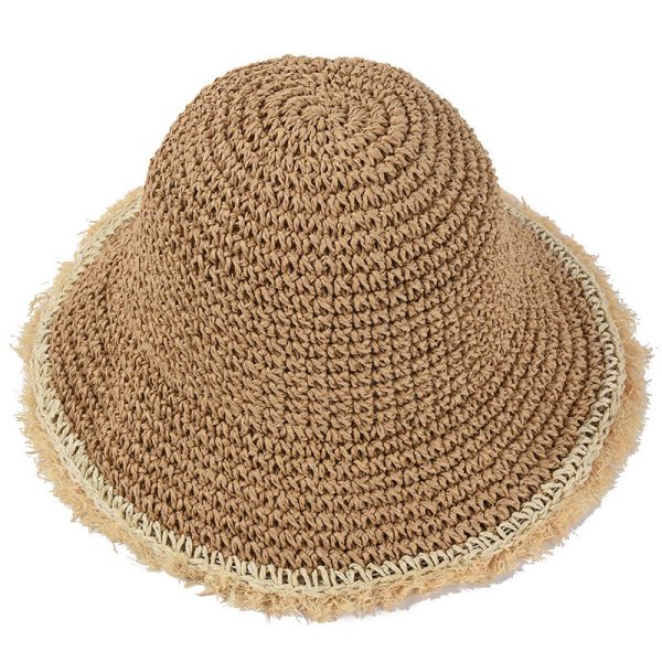 wholesale tassels bucket straw hats summer women fashion straw hats custom paper children straw caps
